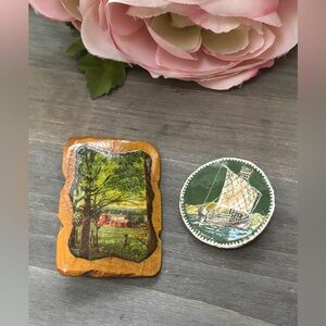 Vintage Scenic Brooch Set